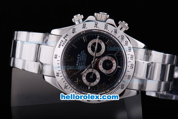 Rolex Daytona Oyster Perpetual Chronometer Automatic with Black Dial-White Bezel and Roman Marking - Click Image to Close